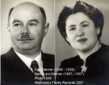 Kurt Werner and berta Levi-Werner, 1945, Chile. The Markowicz Family Tree Records 2007