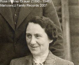 Rose Werner-Brauer (1890 - 1948), mother of Hans and Guenther Brauer.  The Markowicz Family Tree Records 2007
